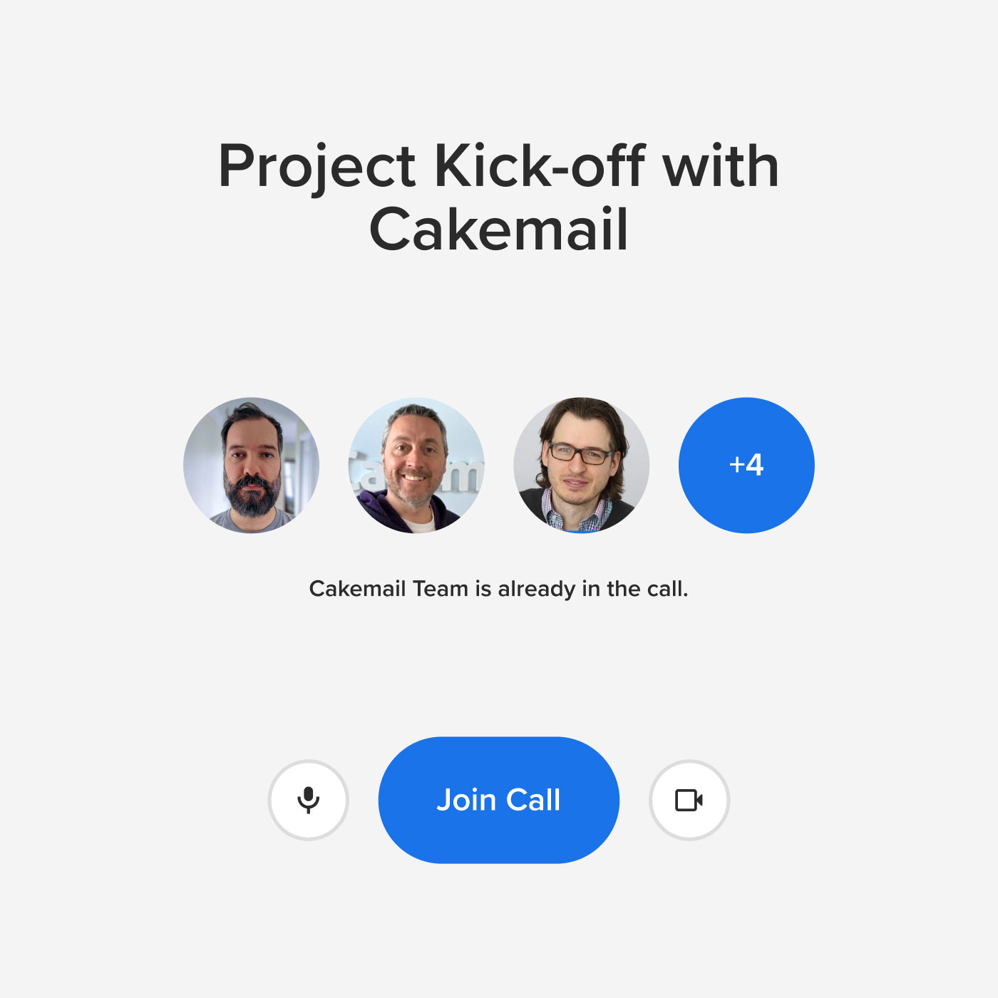 Una llamada de incorporación con el equipo de Cakemail.