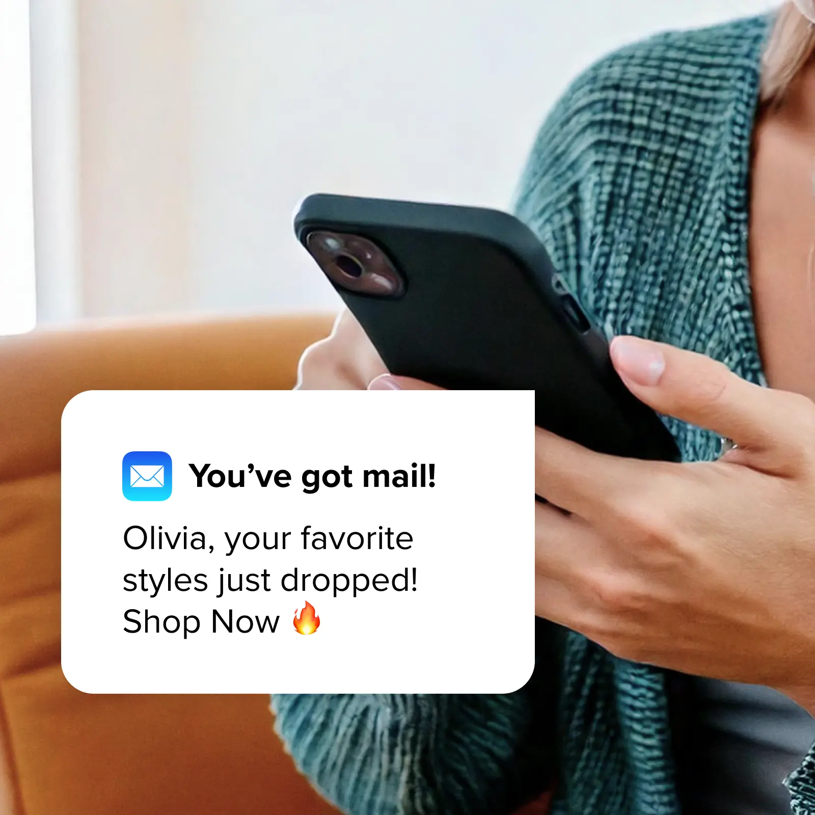 Un mensaje de reactivación de una tienda en línea, recibido como notificación en el teléfono.