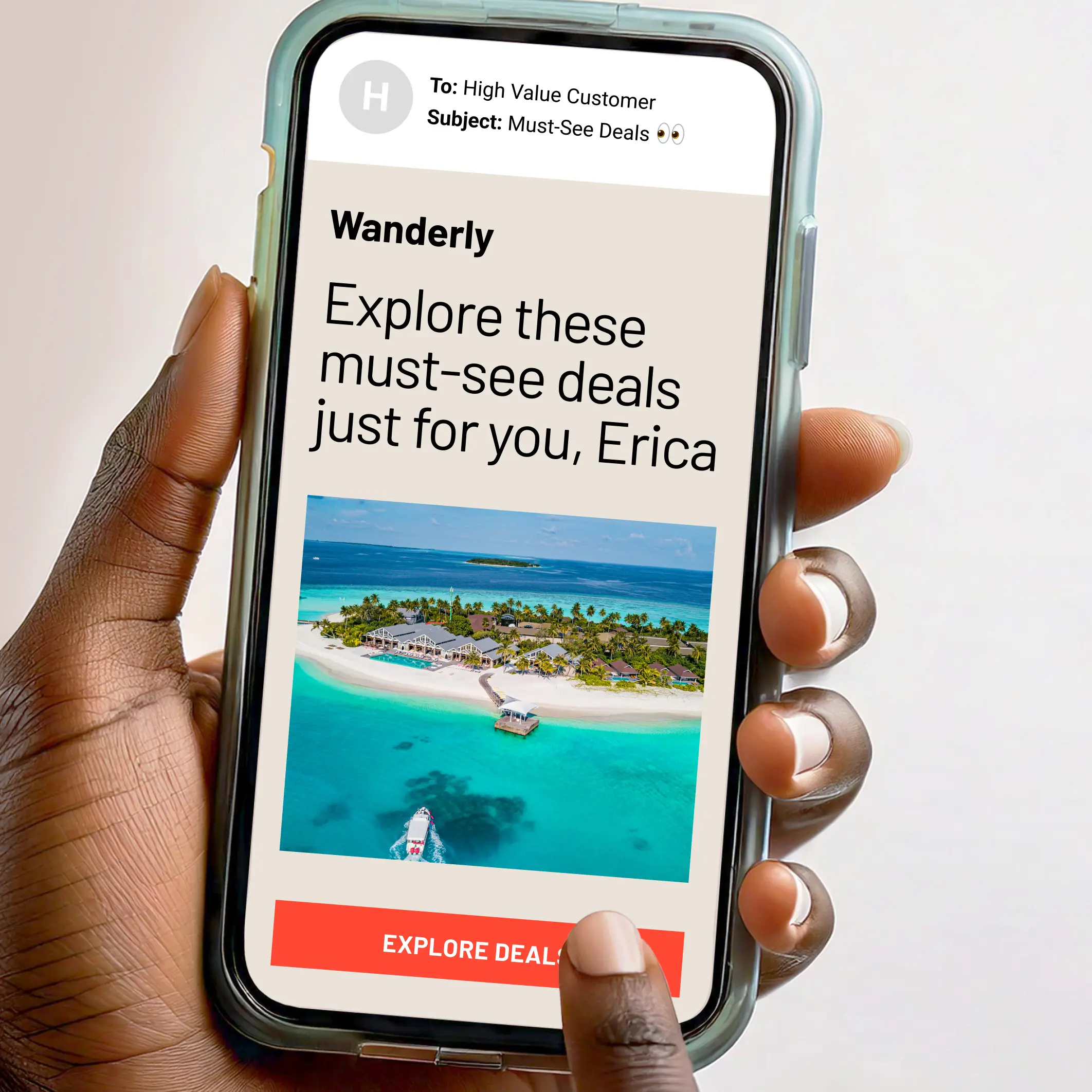 Un correo para los viajes mostrado en un teléfono.
